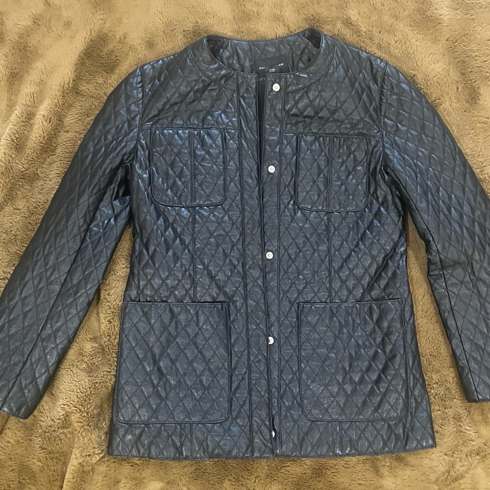 Club Monaco Quilted Black Bomber Jacket